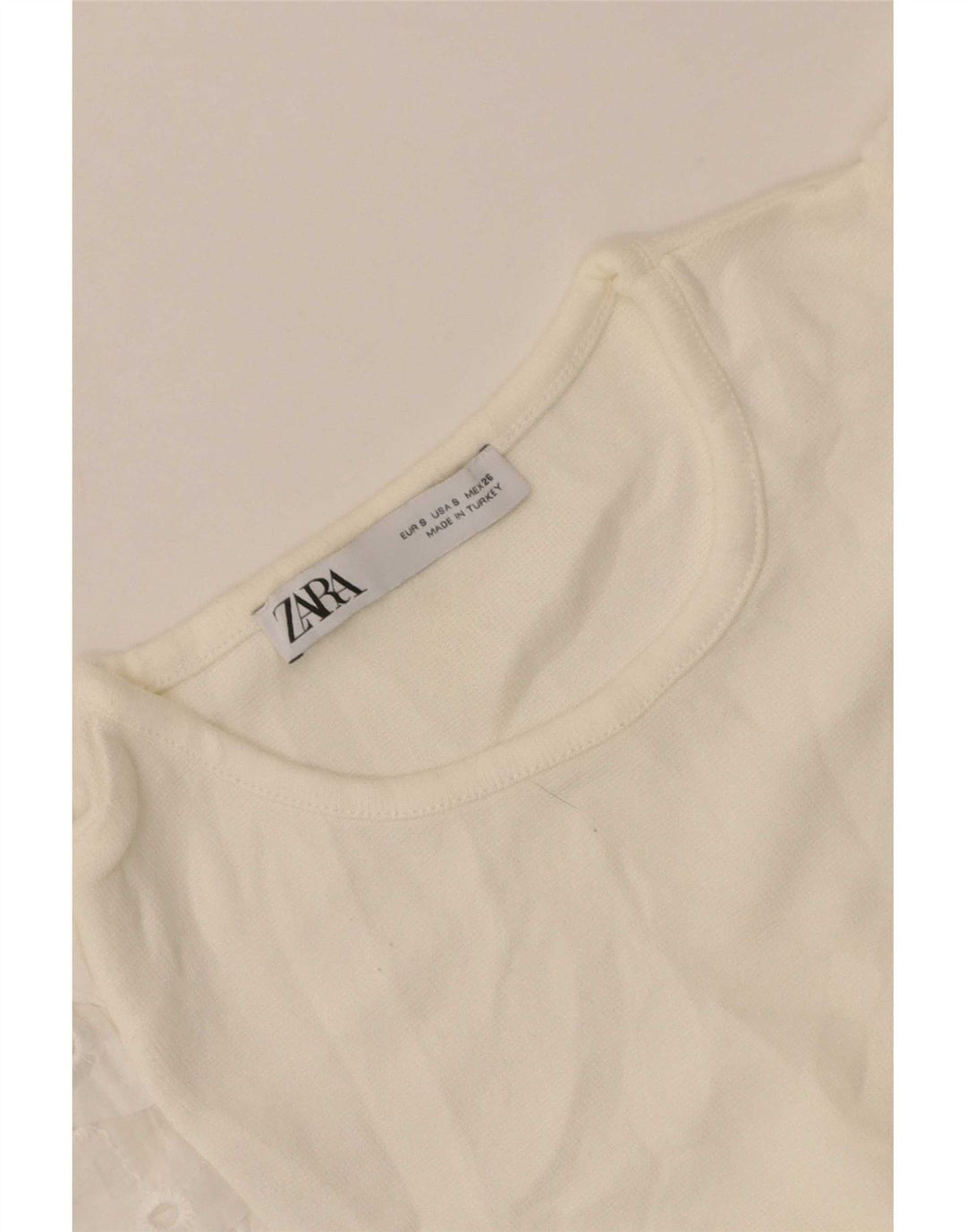 Top corto da donna Zara a maniche lunghe UK 8 piccolo bianco floreale