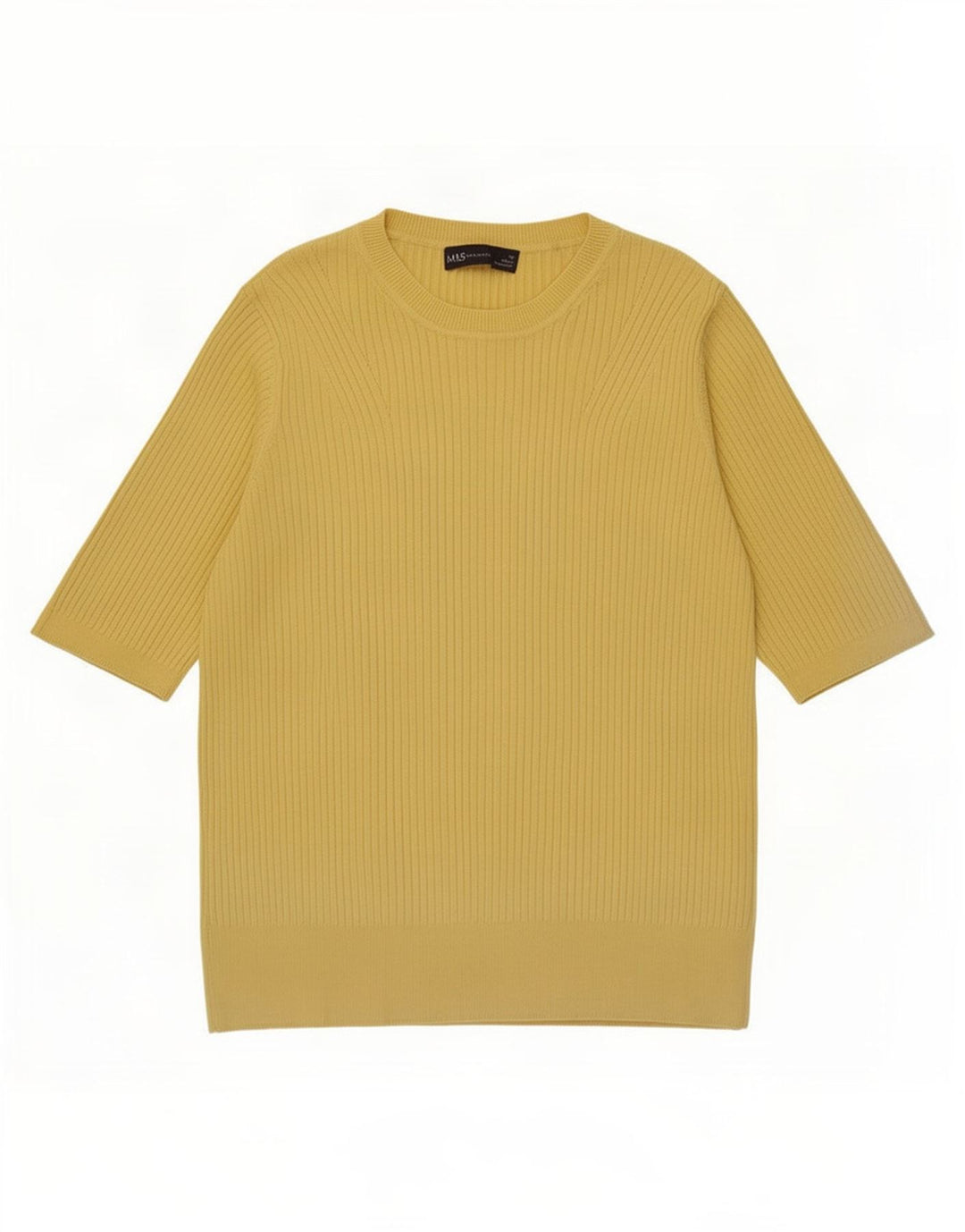 Maglione maglione girocollo da donna Marks & Spencer UK 14 giallo medio