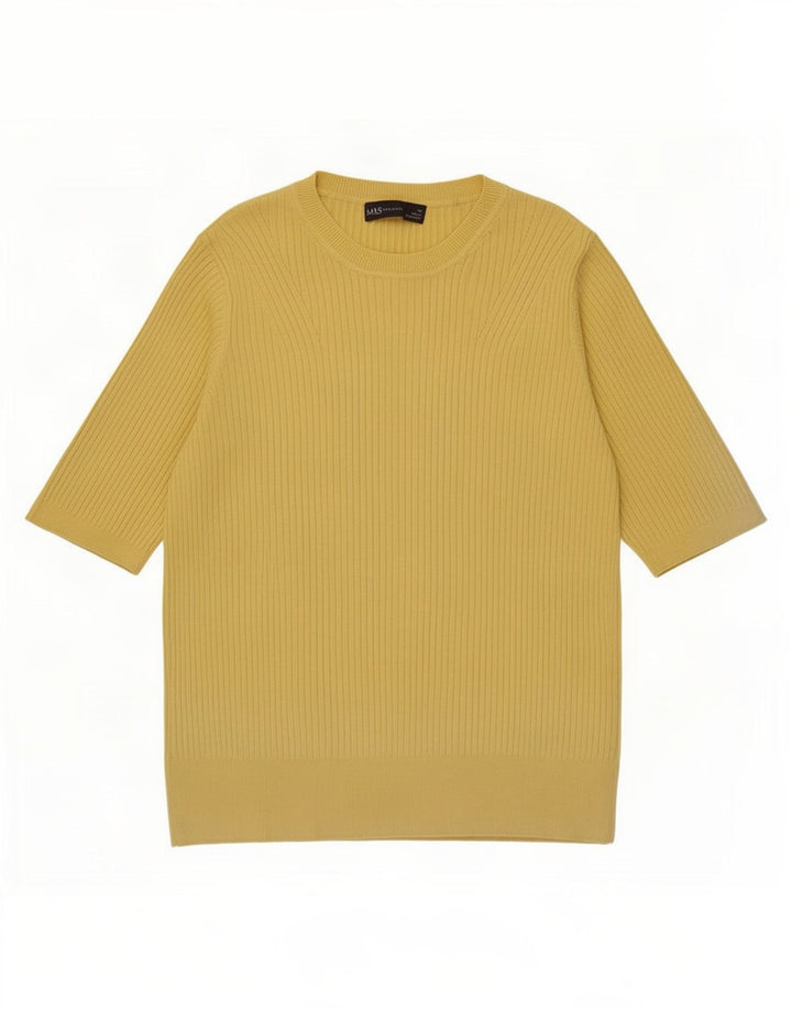 Maglione maglione girocollo da donna Marks & Spencer UK 14 giallo medio