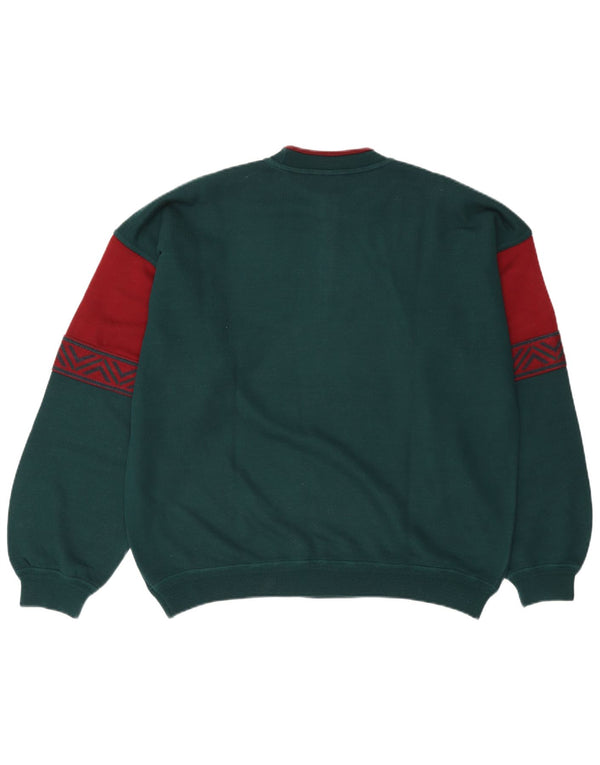 Felpa con collo con zip grafica da uomo North Pole Maglione XL verde color block