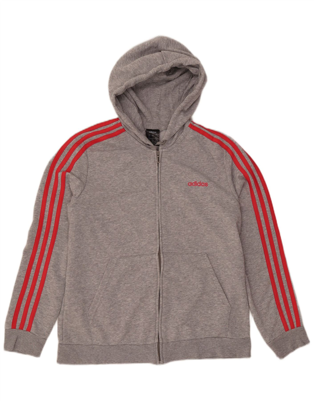 Maglione con cappuccio e zip da donna ADIDAS UK 20/22 XL Cotone screziato grigio