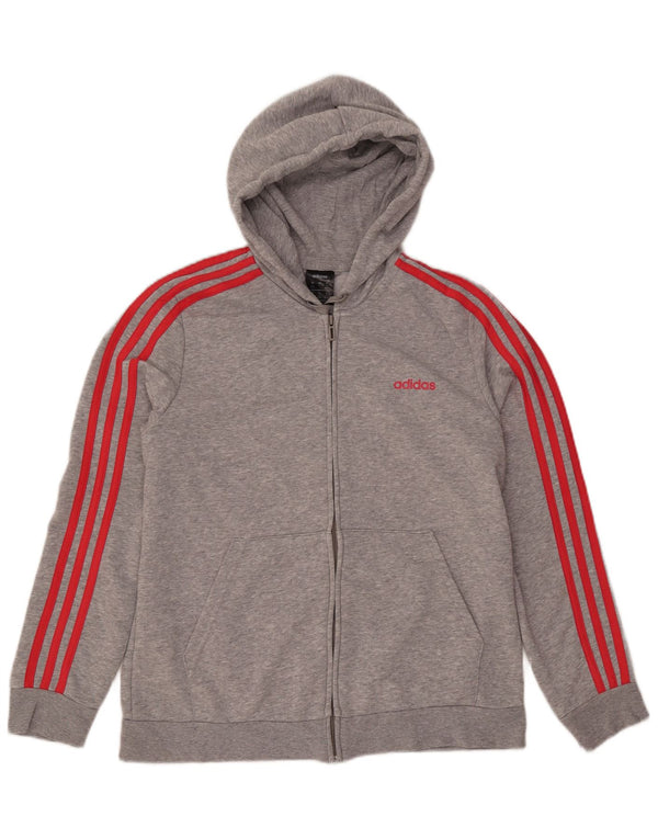 Maglione con cappuccio e zip da donna ADIDAS UK 20/22 XL Cotone screziato grigio
