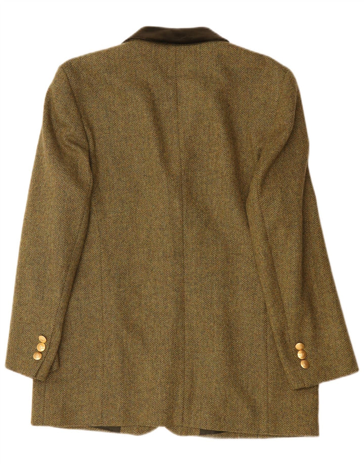 Giacca blazer da donna a 3 bottoni Basler UK 16 grande verde a spina di pesce classica