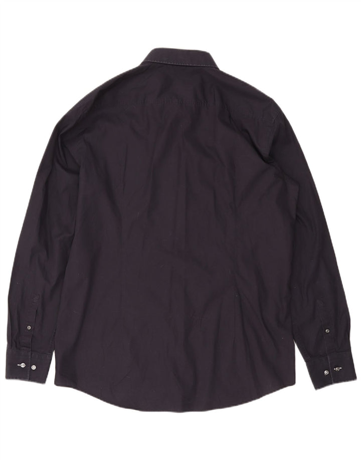 Camicia slim fit da uomo HUGO BOSS taglia 44 17 1/2 XL cotone blu navy