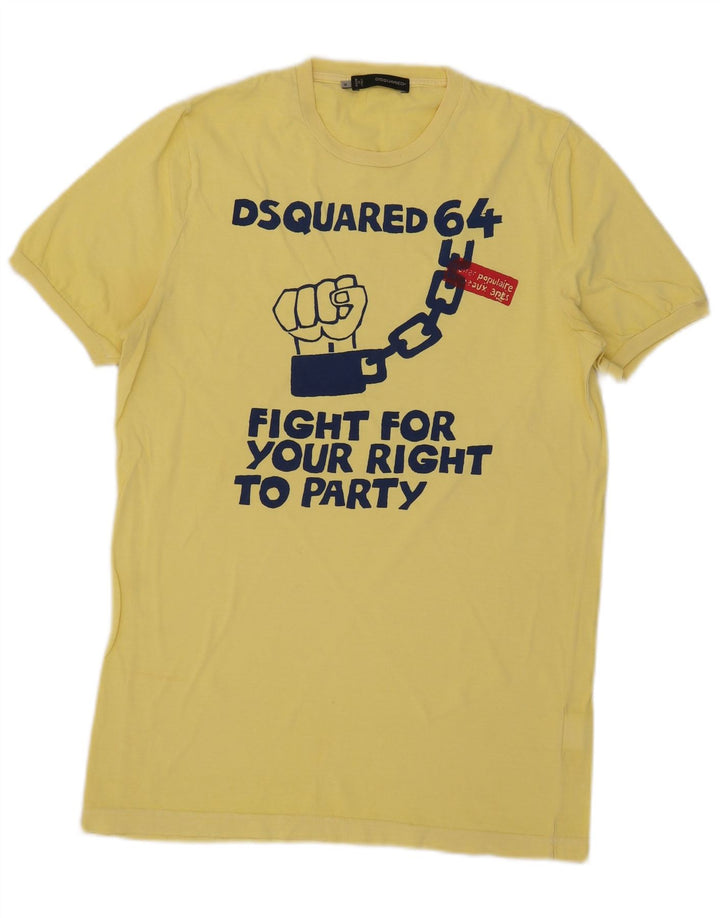 T-shirt grafica da uomo Dsquared2 Top in cotone giallo medio