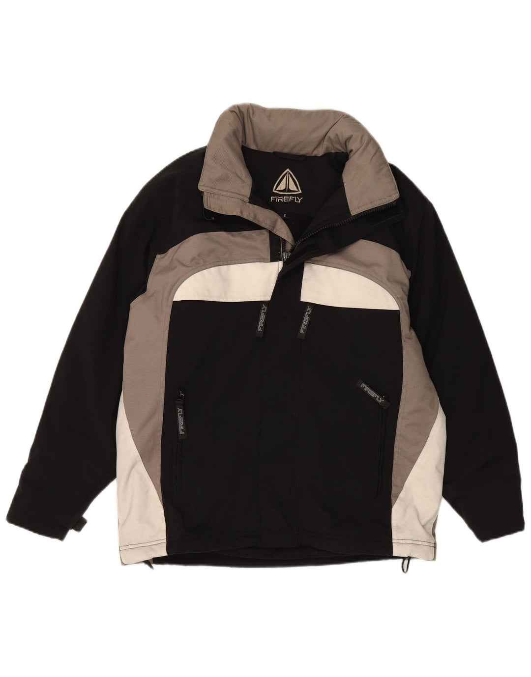 Giacca a vento con cappuccio da uomo VINTAGE UK 36 Small Nylon color block nero