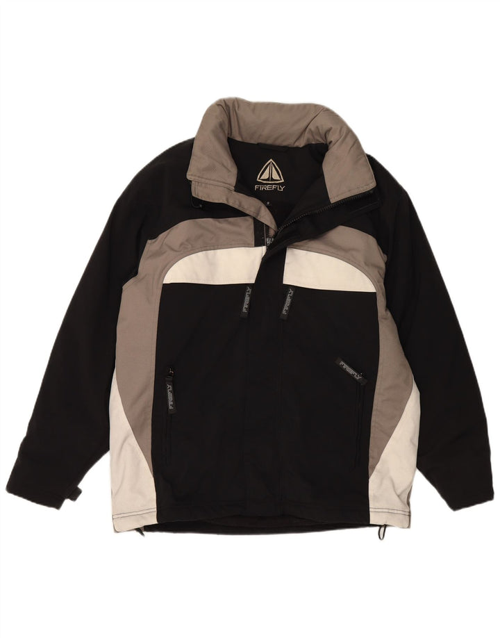 Giacca a vento con cappuccio da uomo VINTAGE UK 36 Small Nylon color block nero