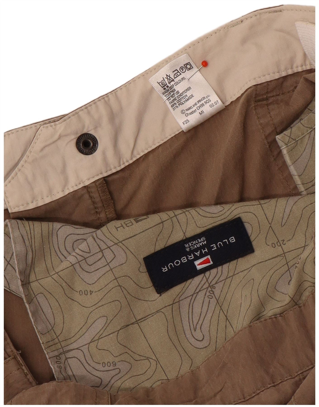 Pantaloncini cargo Marks & Spencer da uomo blu Harbour W38 XL cotone beige