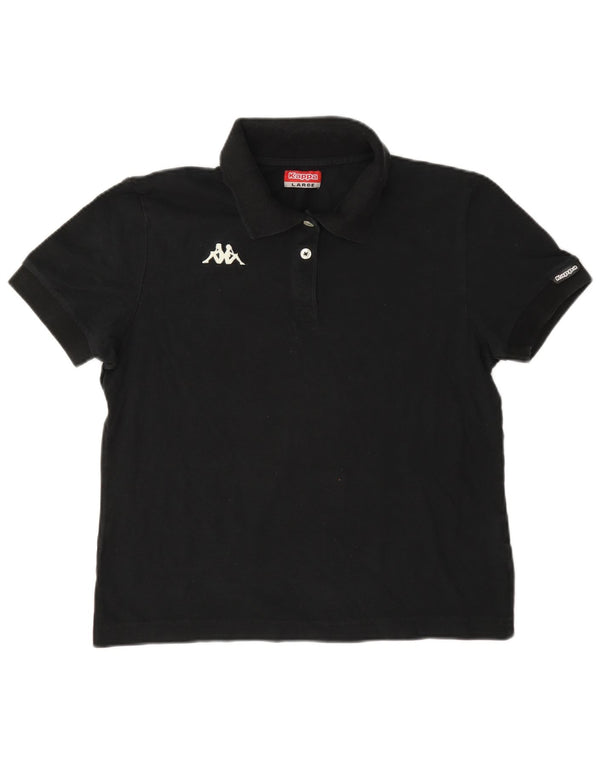 Polo Kappa da donna UK 16 grande in cotone nero