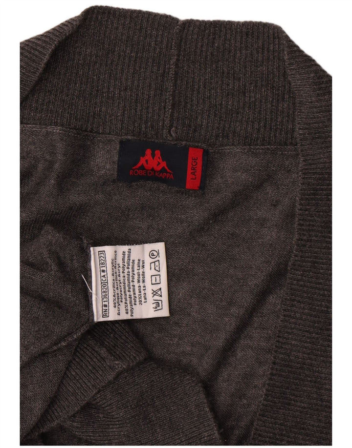 Maglione Kappa da donna con scollo a V UK 16 Large Grigio Poliacrilico