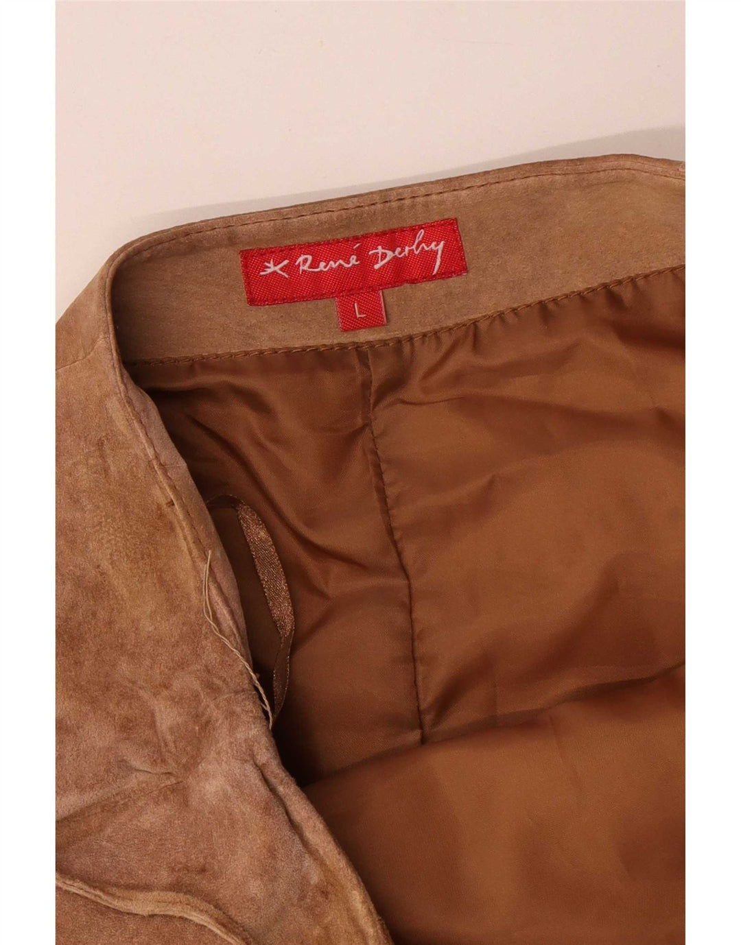 Gonna asimmetrica in pelle scamosciata da donna Rene' Derhy grande W32 in pelle beige
