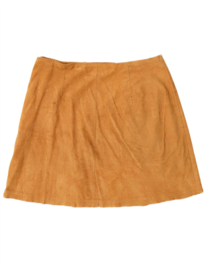 Gonna a portafoglio da donna in pelle scamosciata Stefanel IT 44 media W28 in pelle marrone