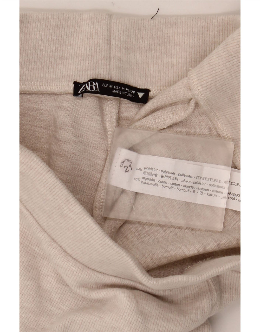 Pantaloni da tuta da donna Zara UK 12 Poliestere screziato beige medio