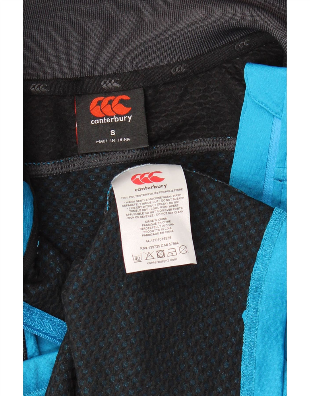 Canterbury - Top da tuta pullover con zip e collo da uomo, piccolo, color block blu