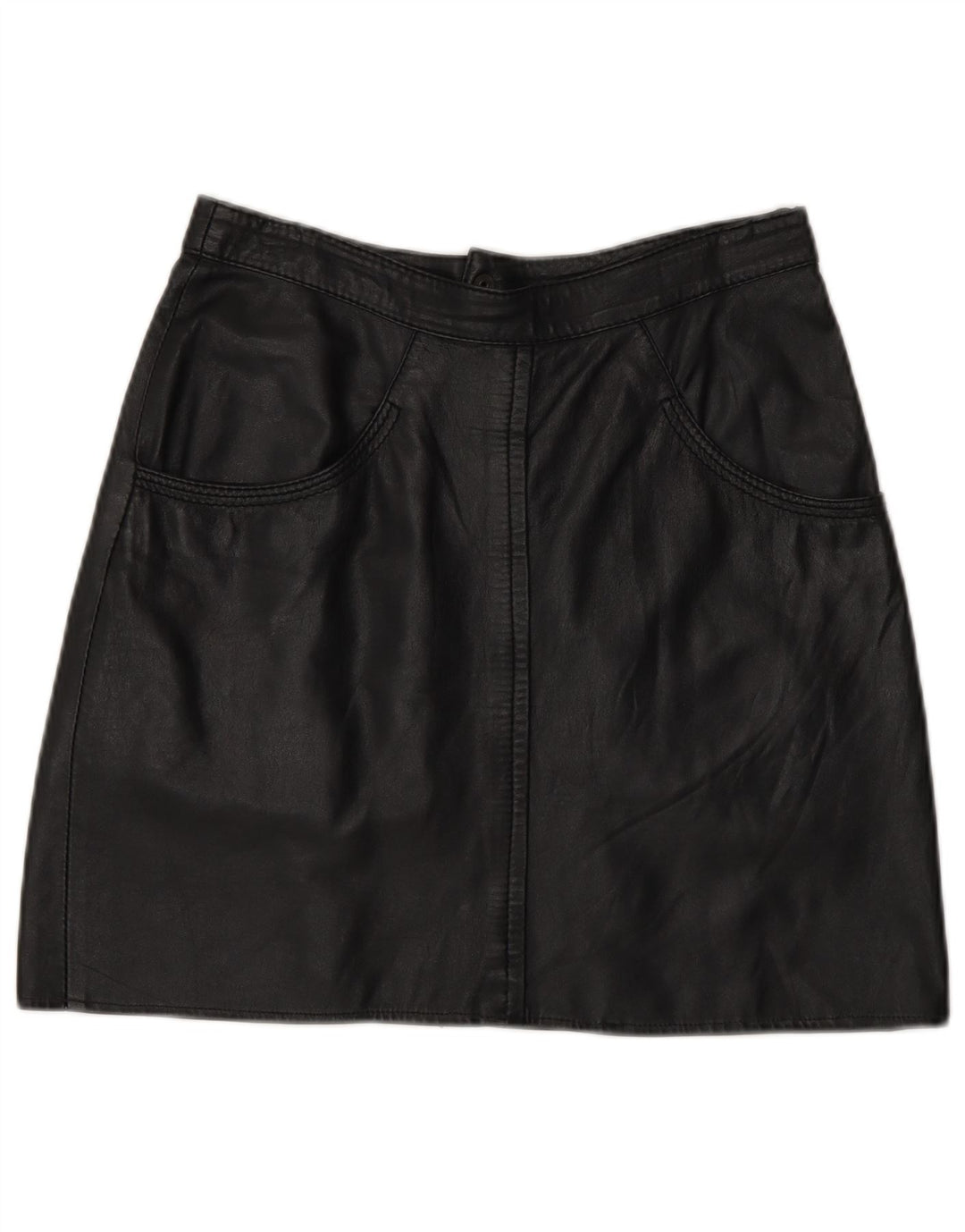 Mini gonna in pelle vintage da donna IT 44 media W28 nera