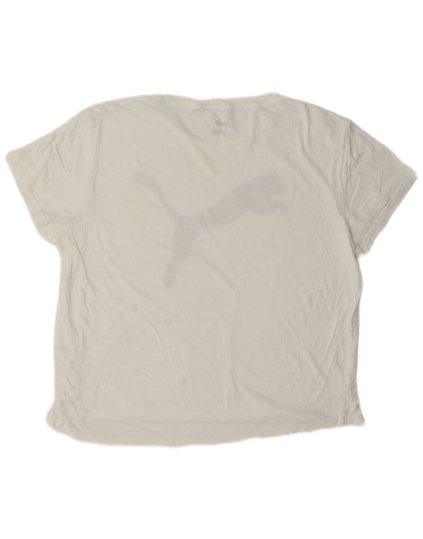 Puma Womens Graphic T-Shirt Top UK 18 XL White Cotton