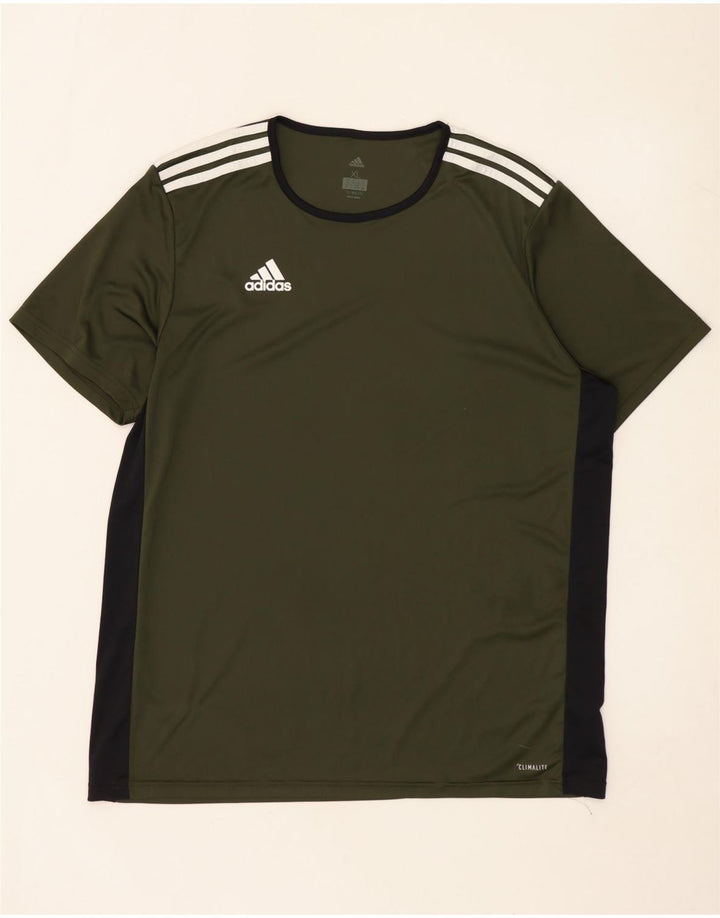 Adidas Uomo Climalite T-shirt Top XL Khaki Colourblock Poliestere