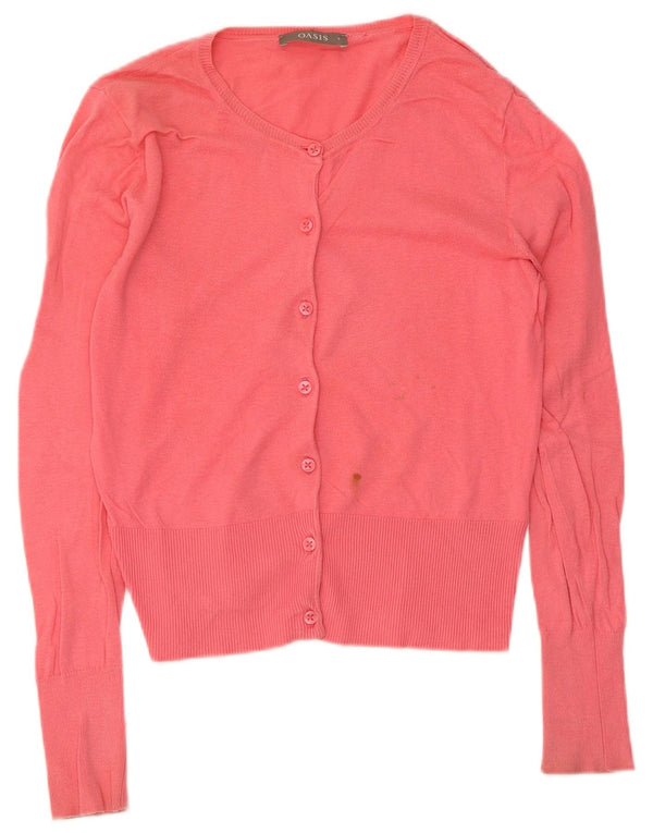 Maglione cardigan da donna Oasis UK 10 piccolo cotone rosa