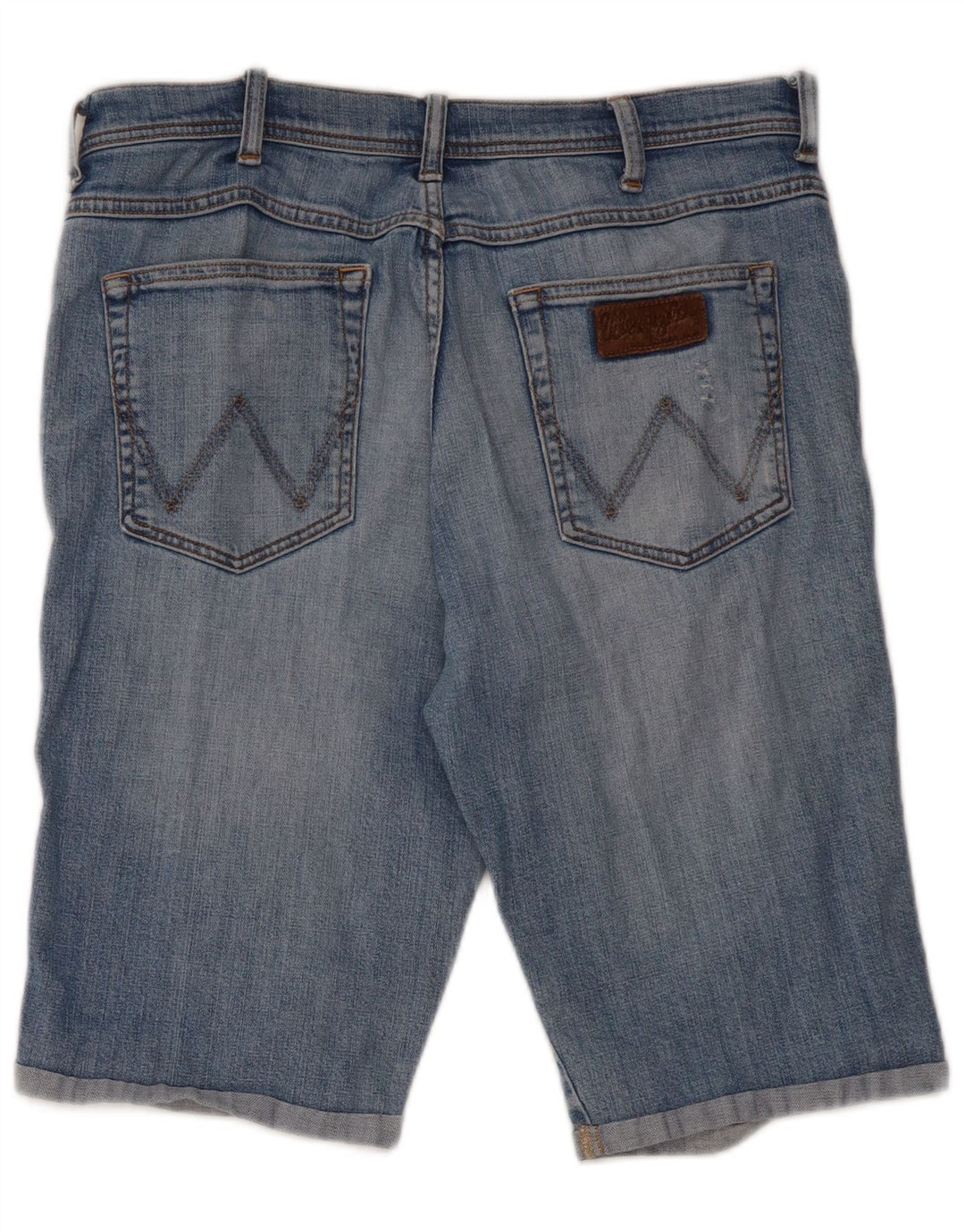 Pantaloncini di jeans invecchiati da uomo Wrangler W34 grande cotone blu