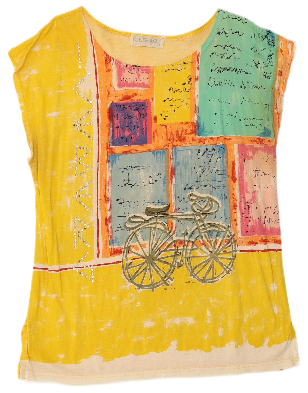 T-shirt grafica da donna Iceberg Top IT 44 giallo medio
