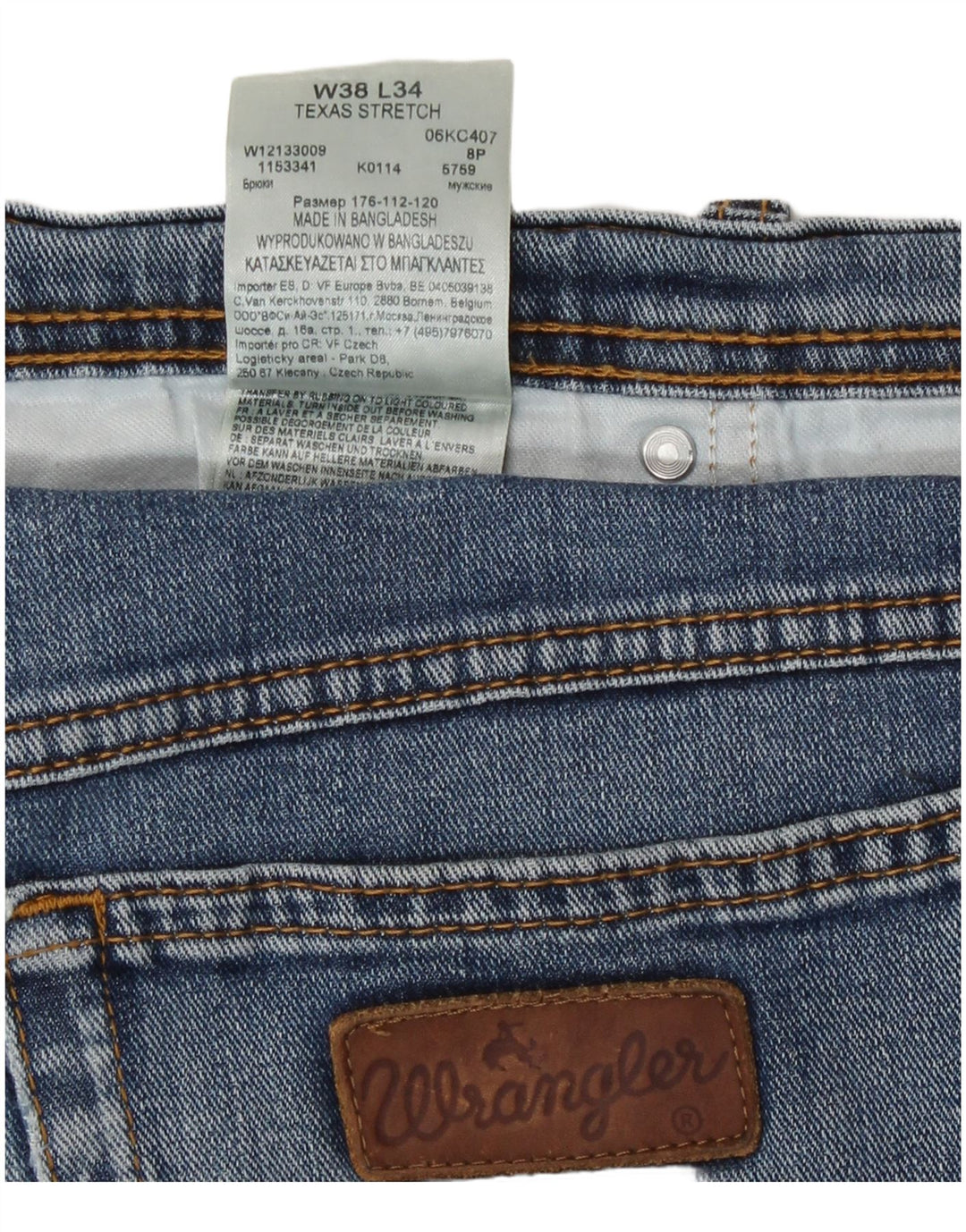 Jeans dritti da uomo Wrangler W38 L31 cotone blu