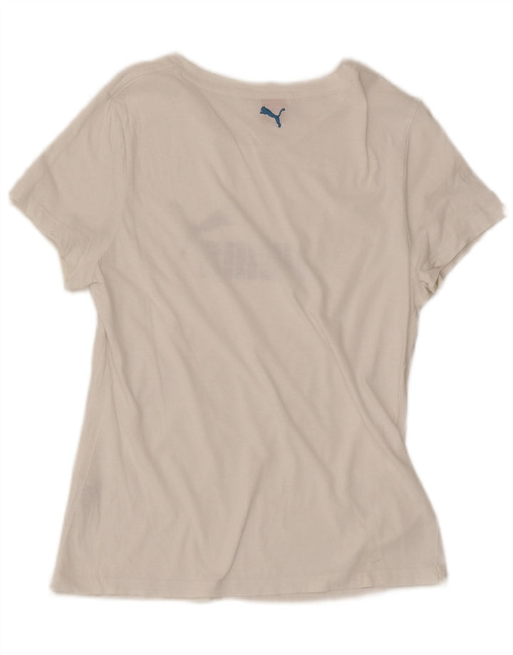 T-shirt grafica da donna Puma UK 14 grande bianca