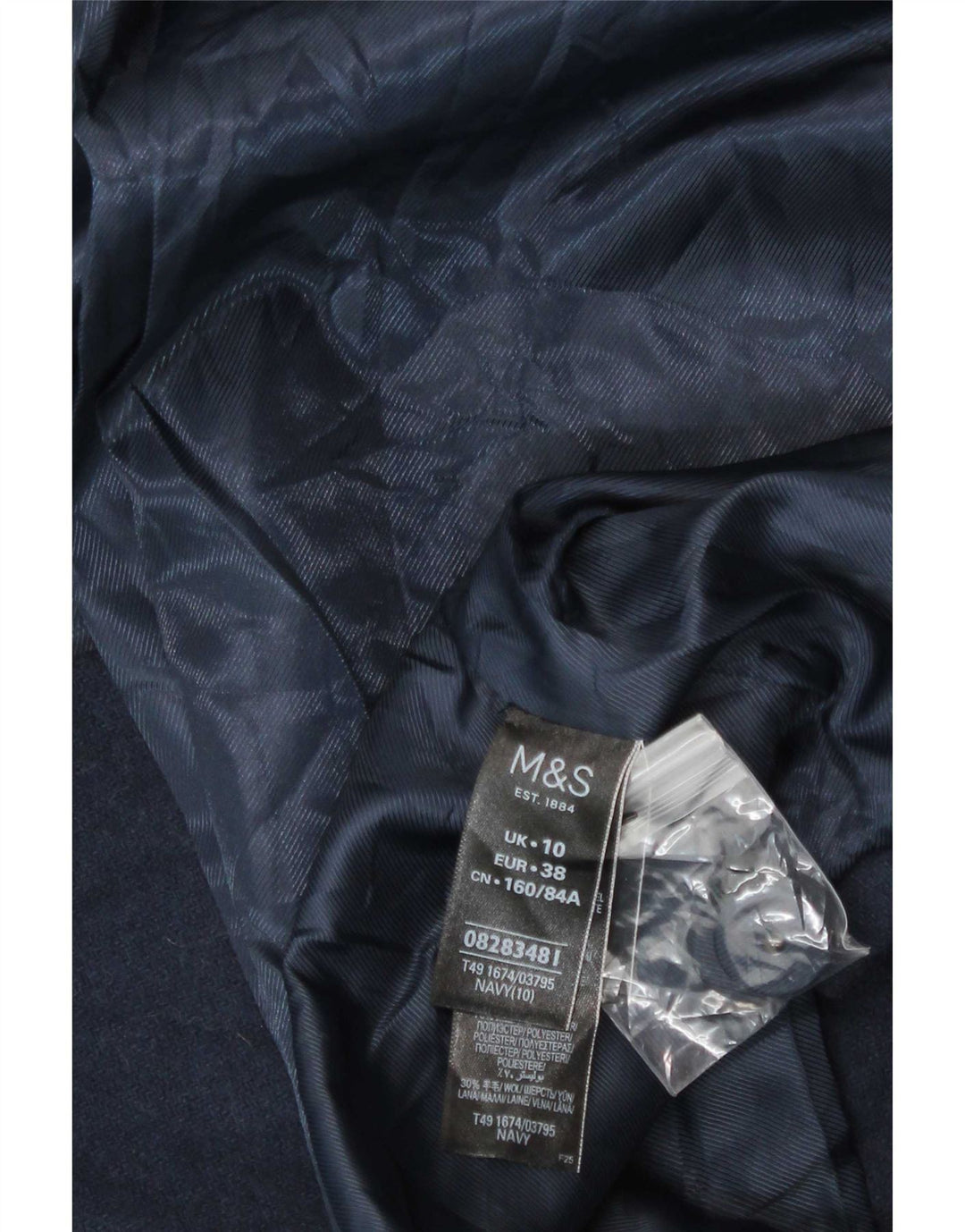 Marks & Spencer Cappotto da donna UK 10 Small Blu Navy Poliestere