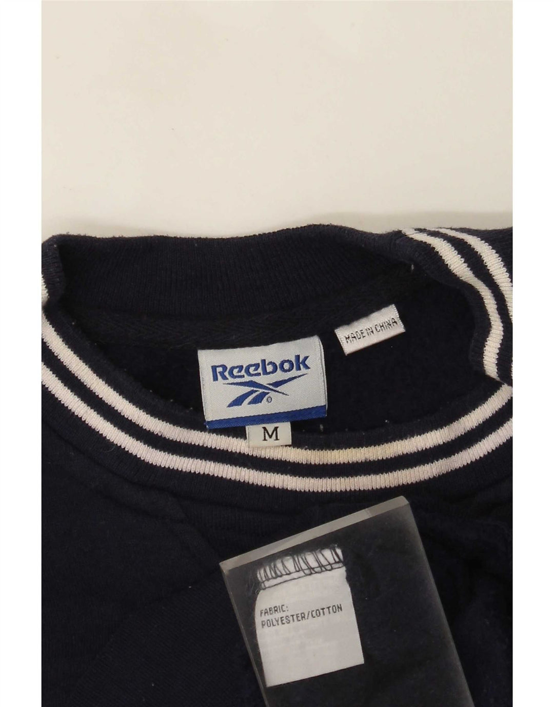 Felpa grafica da uomo Reebok maglione medio blu navy in poliestere