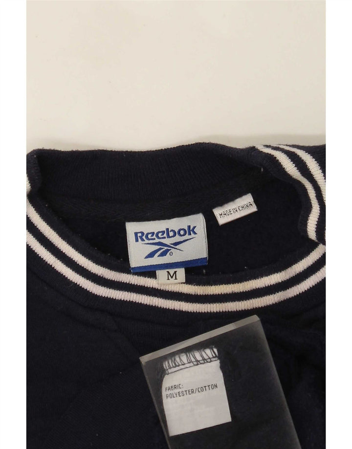 Felpa grafica da uomo Reebok maglione medio blu navy in poliestere