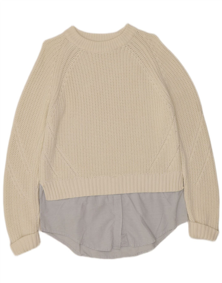 Maglione maglione girocollo da donna Marks & Spencer UK 14 grande bianco sporco