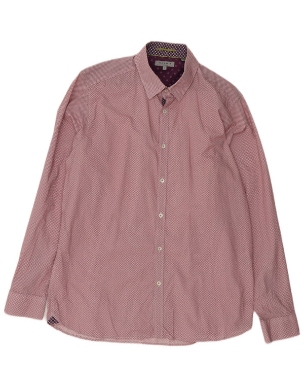 Ted Baker Mens Shirt Size 5 XL Red Floral Cotton