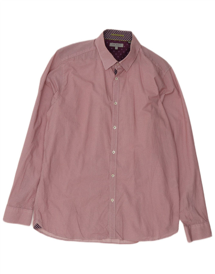 Ted Baker Camicia da uomo Taglia 5 XL Cotone floreale rosso