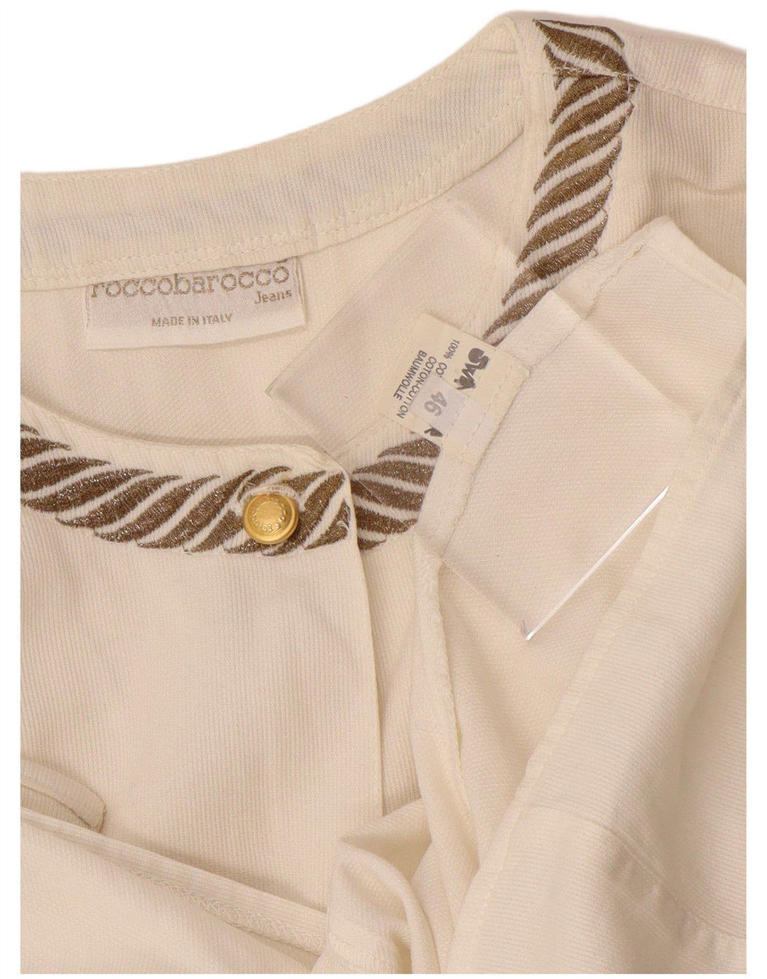 ROCCOBAROCCO Camicia Blusa Donna IT 46 Cotone Righe Grandi Bianche