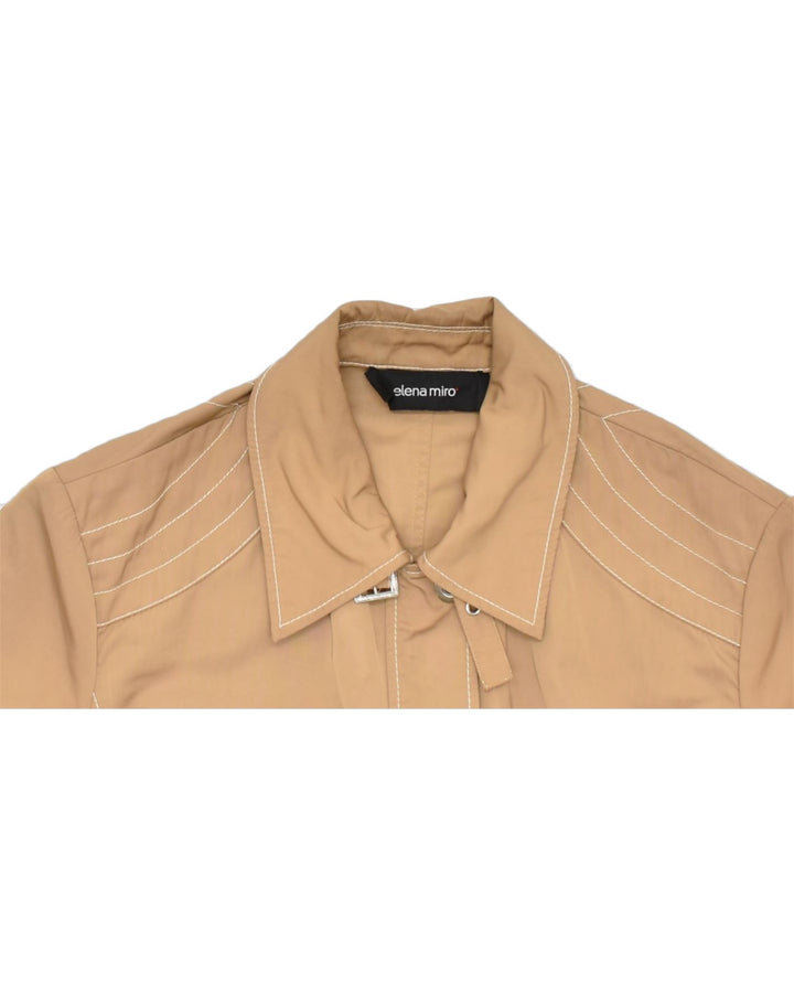 ELENA MIRO Womens Bomber Jacket UK 16 Large Brown Polyester | Vintage | Thrift | Second-Hand | Used Clothing | Messina Hembry 