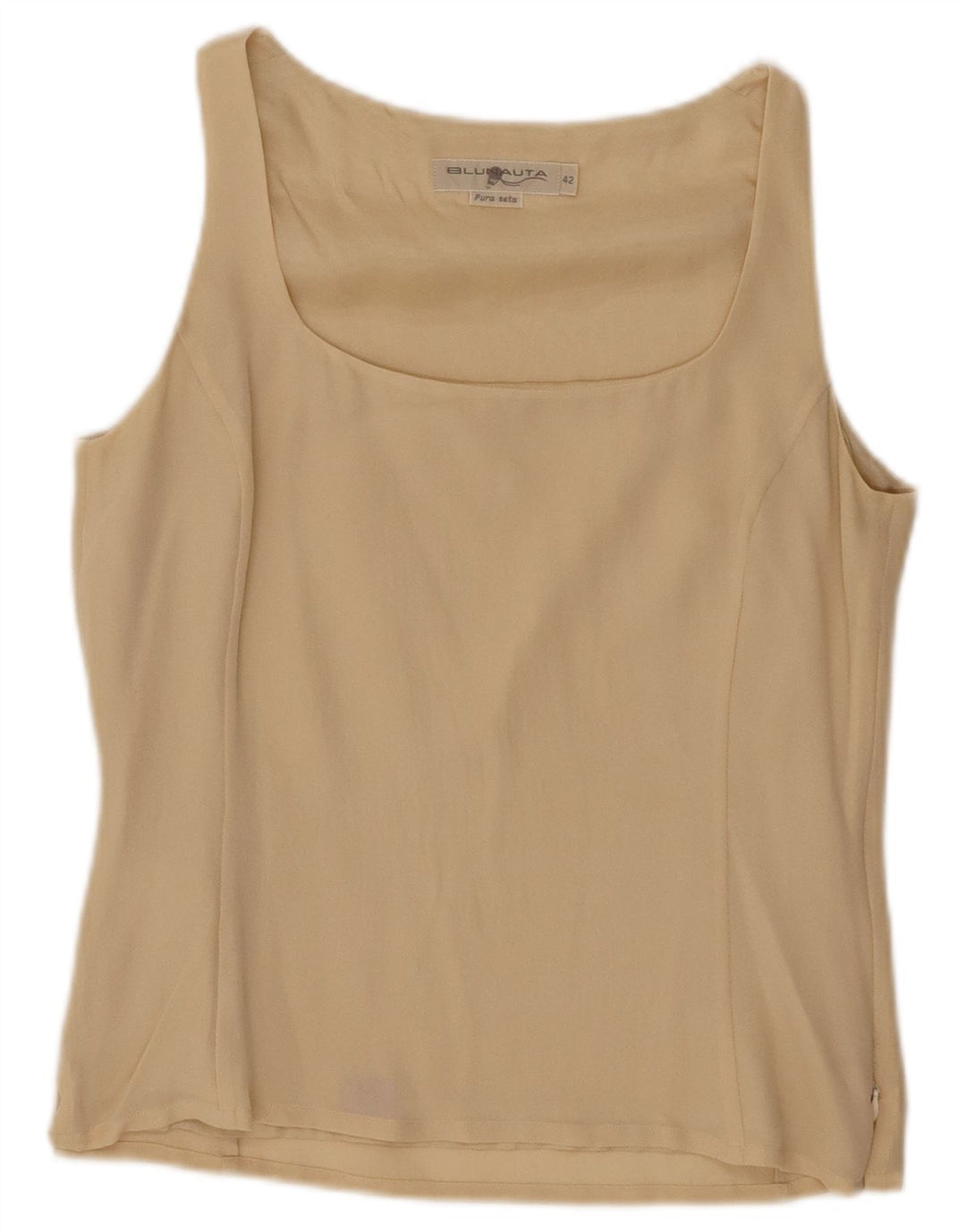 Blunauta Blusa Donna Senza Maniche Top IT 42 Beige Medio Seta
