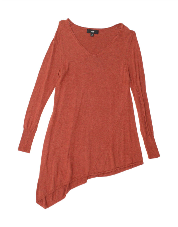 MOSSIMO Womens Asymmetric V-Neck Jumper Sweater UK 12 Medium Maroon Nylon Vintage Mossimo and Second-Hand Mossimo from Messina Hembry 
