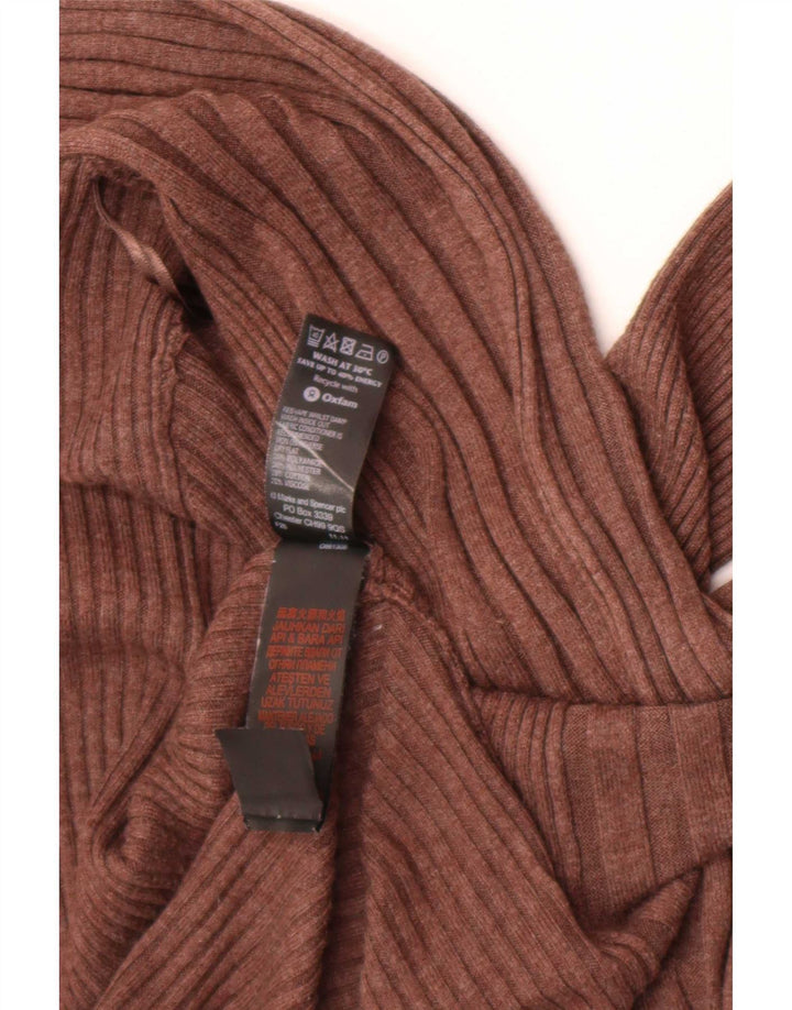 Maglione cardigan aperto asimmetrico da donna Marks & Spencer UK 14 Marrone medio