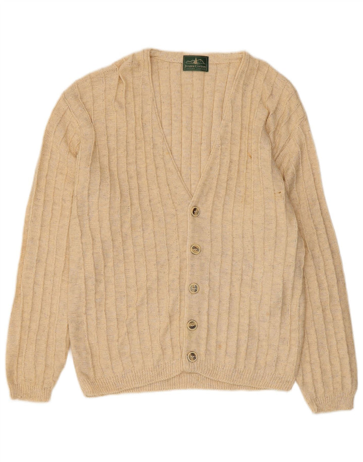 Maglione cardigan da uomo vintage in cotone beige medio