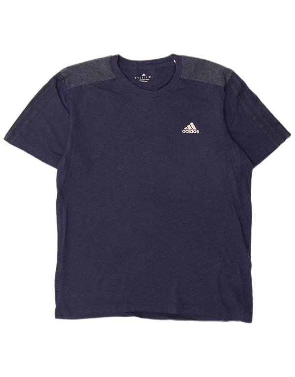 T-shirt Adidas Climalite da uomo Top in cotone blu navy medio