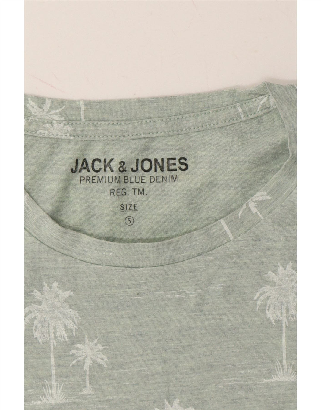 JACK & JONES Mens Abstract Pattern T-Shirt Top Small Green Cotton Vintage Jack & Jones and Second-Hand Jack & Jones from Messina Hembry 