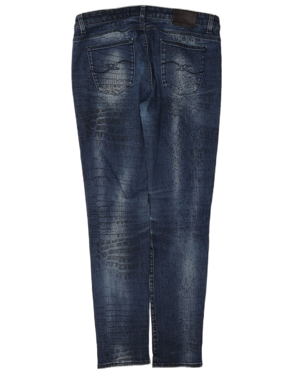Trussardi Womens Skinny Jeans W34 L31 Navy Blue Animal Print