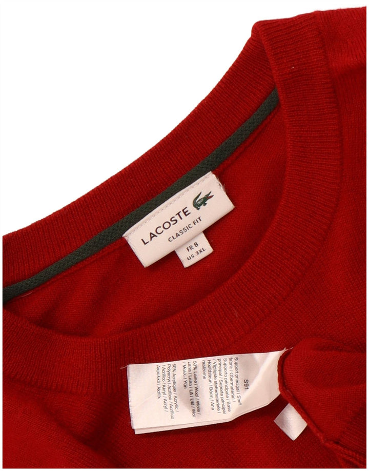 Maglione maglione girocollo da uomo vestibilità classica Lacoste taglia 8 3XL lana rossa