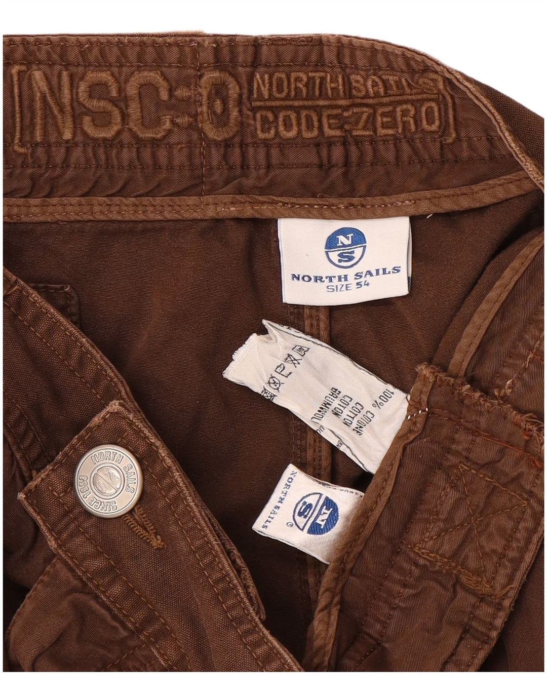Pantaloncini cargo da uomo North Sails IT 54 2XL W32 Cotone marrone
