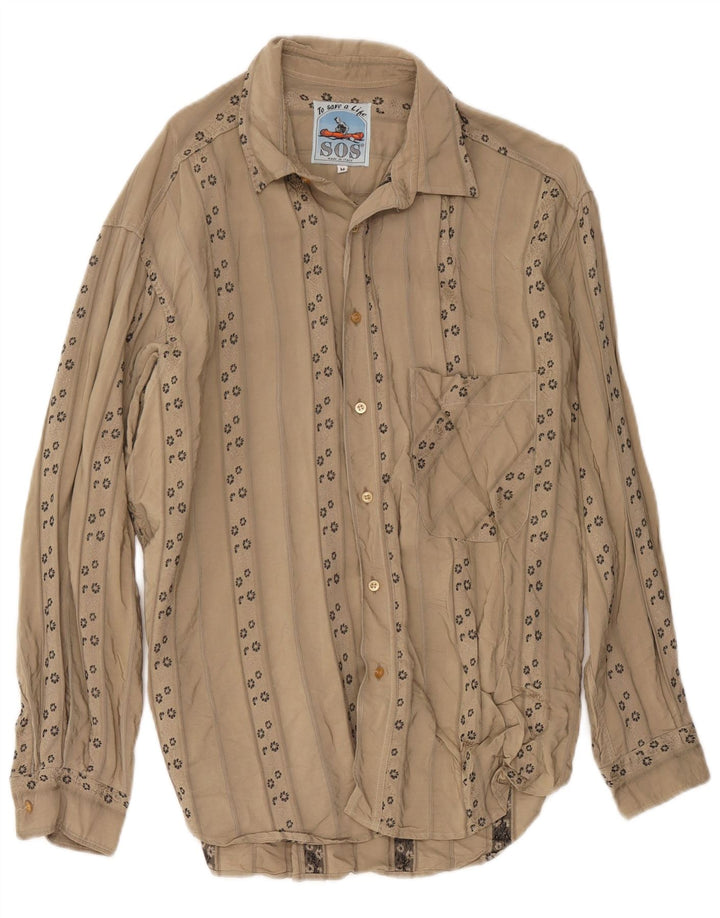 Camicia Sos Uomo In Viscosa Floreale Beige Medio