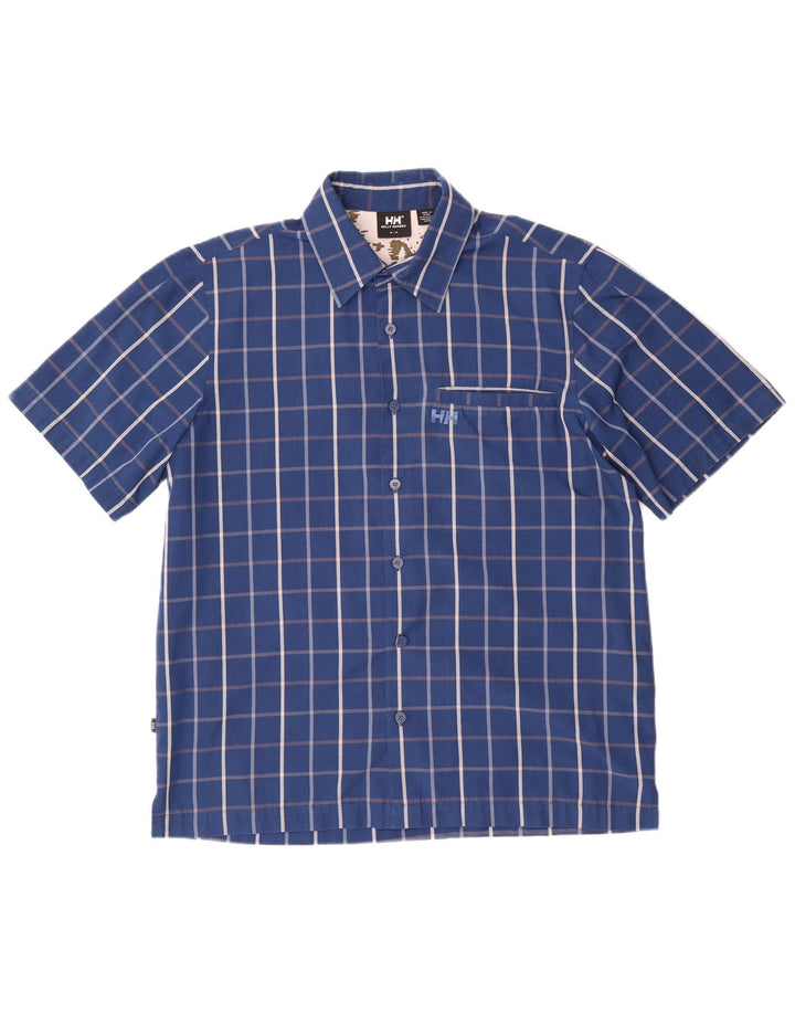 Camicia a maniche corte da uomo Helly Hansen Poliestere medio a quadri blu navy