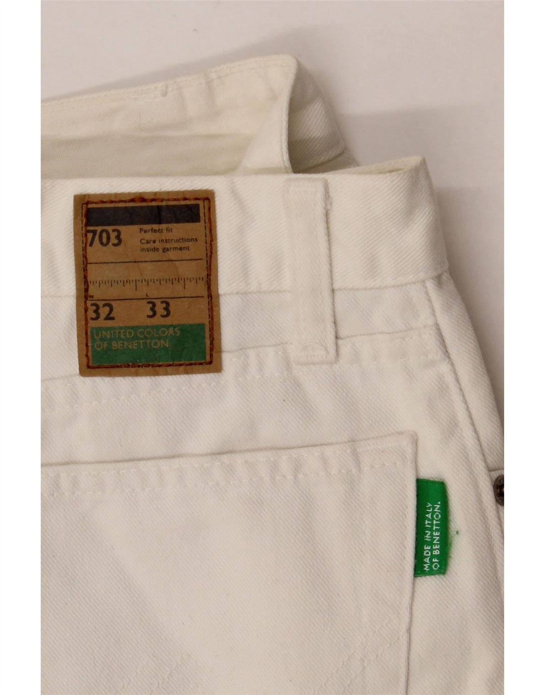 Jeans affusolati da donna BENETTON W32 L30 cotone bianco