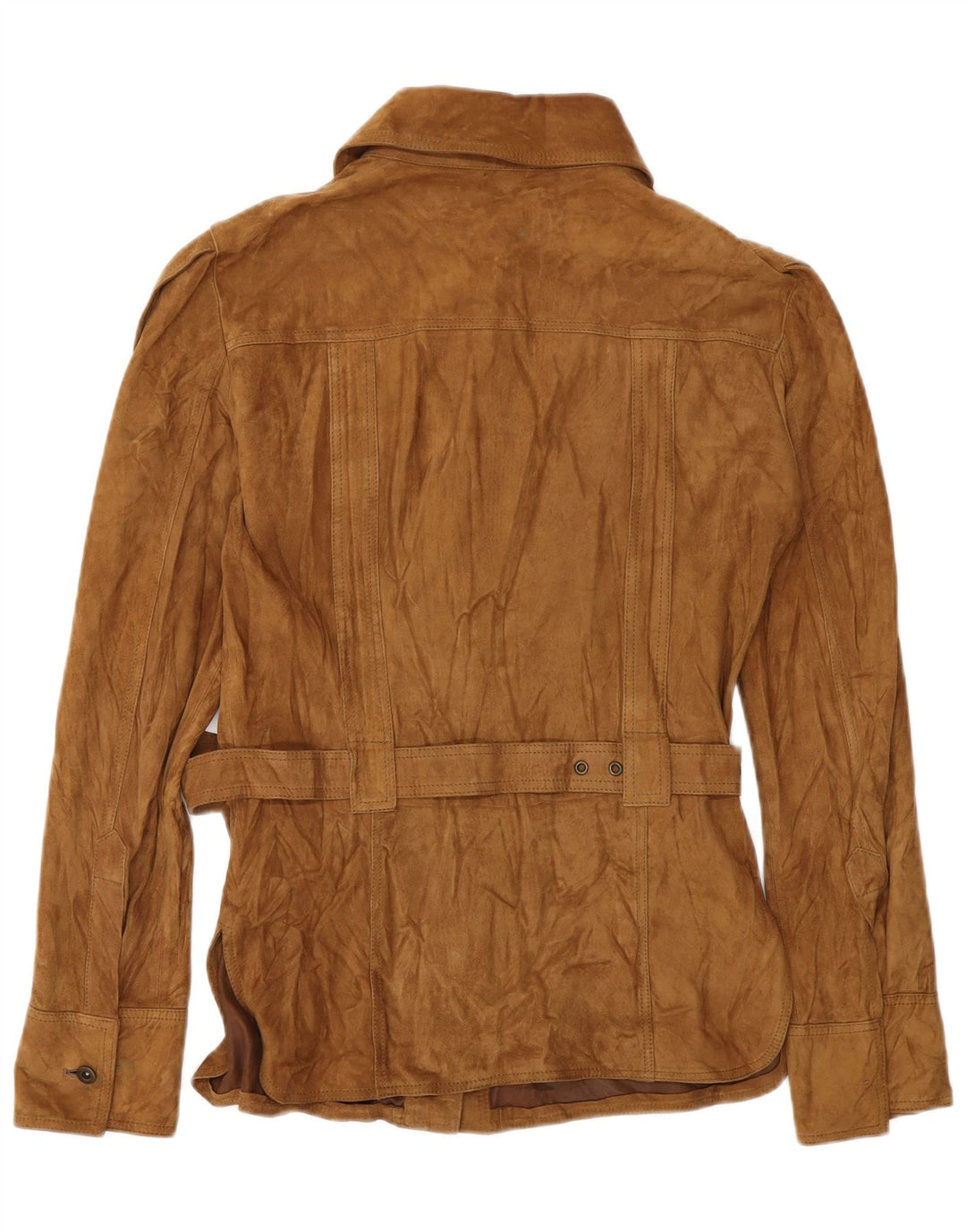 Giacca militare da donna in pelle scamosciata VINTAGE IT 42 in pelle marrone medio