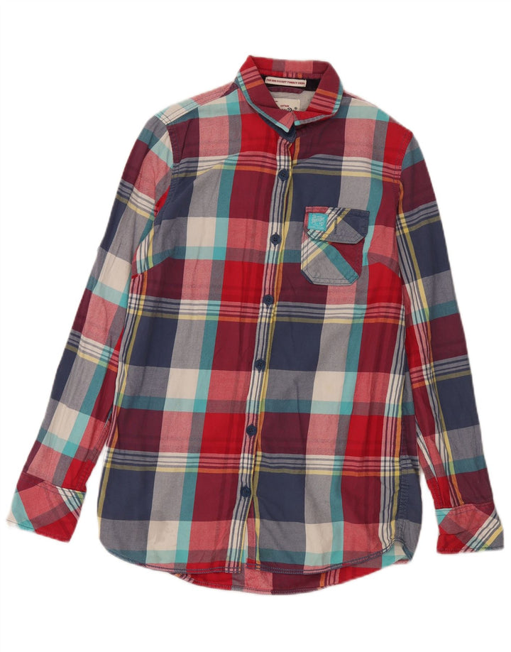 Camicia in flanella da donna Superdry UK 10 piccolo cotone a quadri multicolore