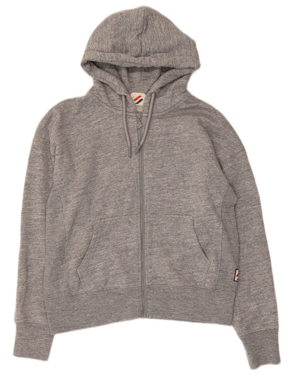 Maglione con cappuccio e zip da uomo Superdry UK 14 Grande cotone chiazzato grigio