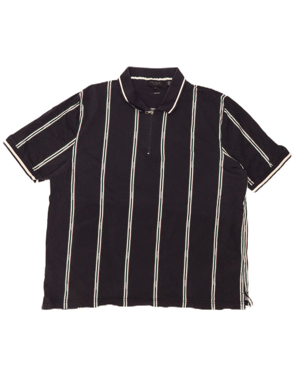 Polo da uomo con collo regolare con zip TED BAKER taglia 6 2XL a righe blu navy